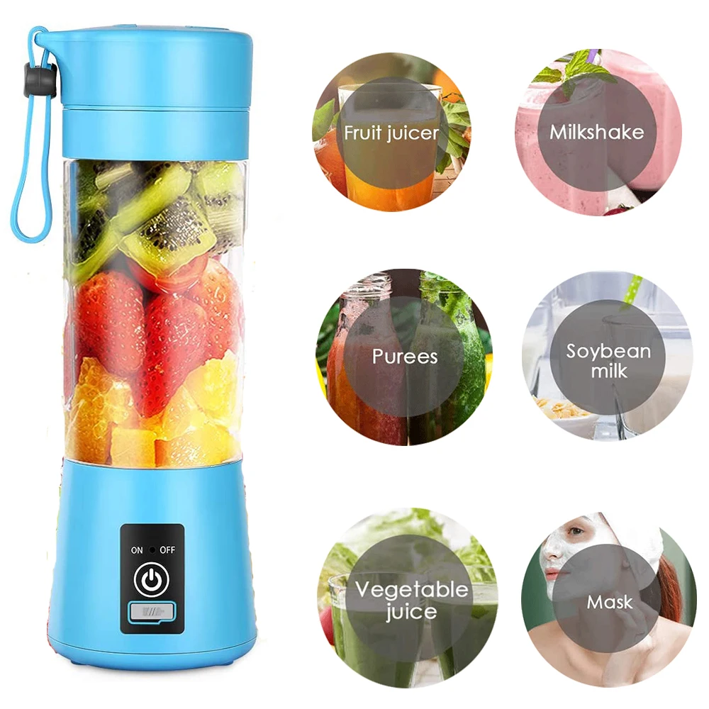 

Mini Portable Blender 380ML Kitchen Electric Juicer Bottle USB Charging Blender Mixer Juice Food Smoothie Maker 6 Blade