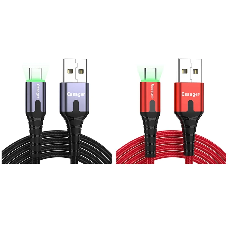 

Кабель Essager Usb Type-C для быстрой зарядки, провод Usb C для Xiaomi K20, Samsung Oneplus 7 Pro, красный и темно-серый, 2 шт.