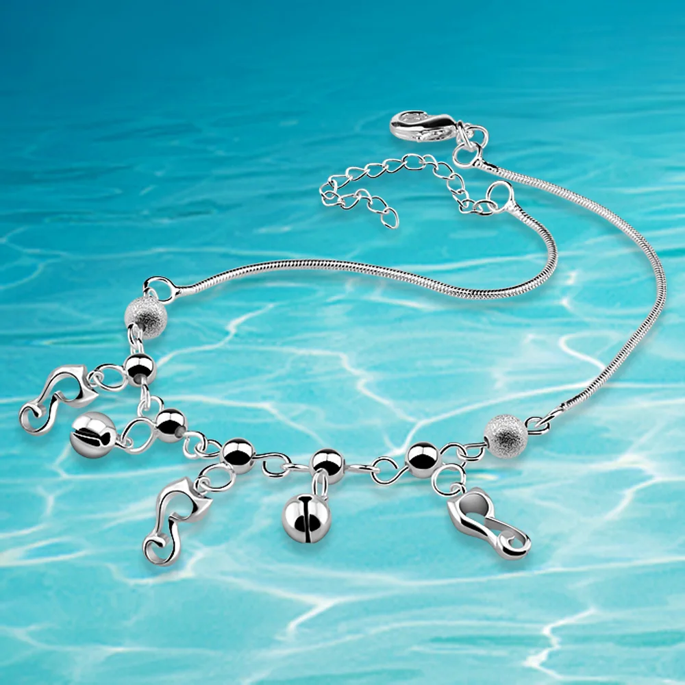 Женские ножные браслеты с милыми колокольчиками и котятами из стерлингового