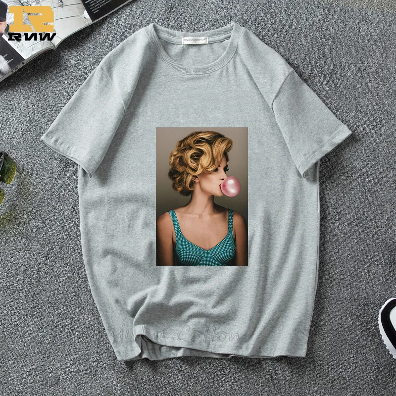 Мужская Радужная футболка Marilyn Monroe с рисунком жевательной резинки Женская