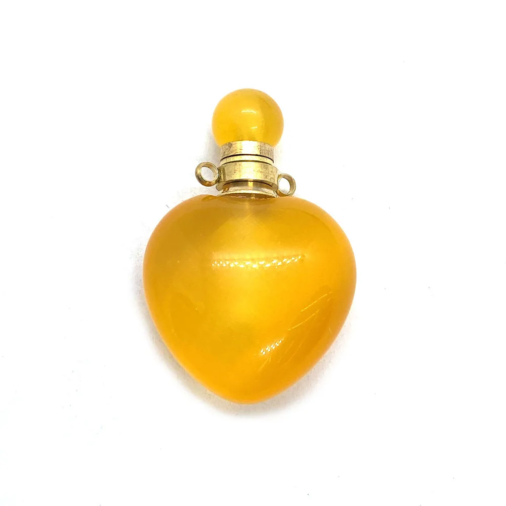 

Fashion Pendant Essential Oil Perfume Bottle Pendant Love Heart Shaped Natural Stone Black Agate Handmade Charm Necklace Pendant