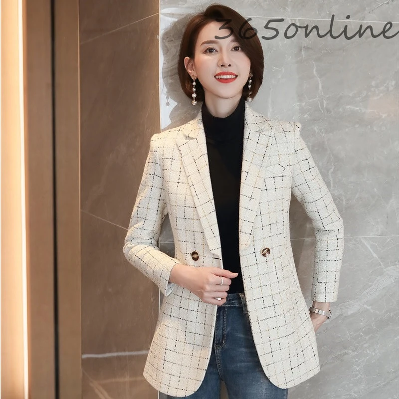 Женские деловые блейзеры и жакеты из высококачественной ткани двубортные