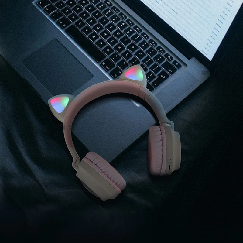 Сетчатые красные кошачьи уши для наушников Bluetooth милая мультяшная Беспроводная