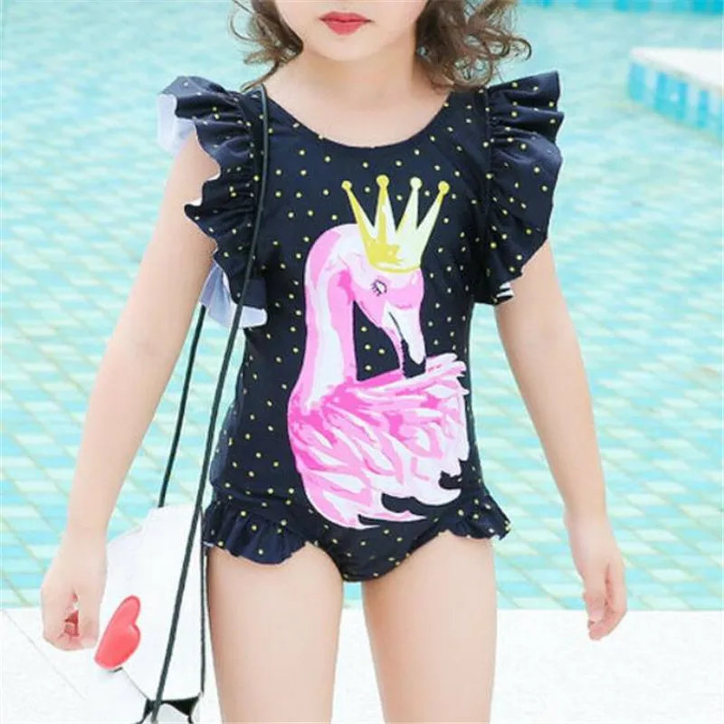 Купальник-бикини с принтом фламинго для новорожденных черно-белая пляжная