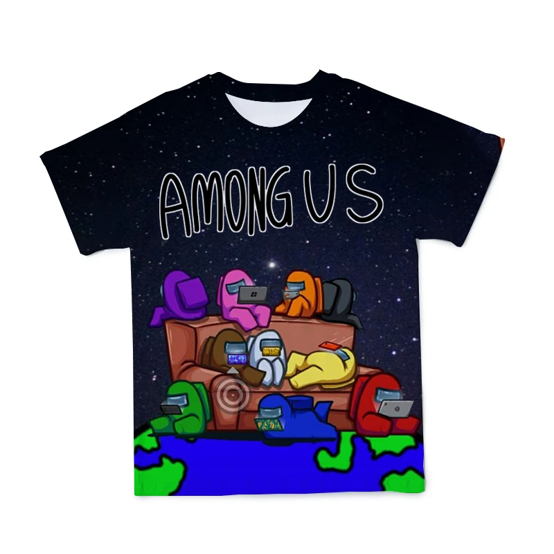 

2021 Summer Trend Wild 3D Printing Hot Search Game Among US Men/Boy Harajuku Fashion Short-Sleeved Casual Round Neck Top 110-6XL