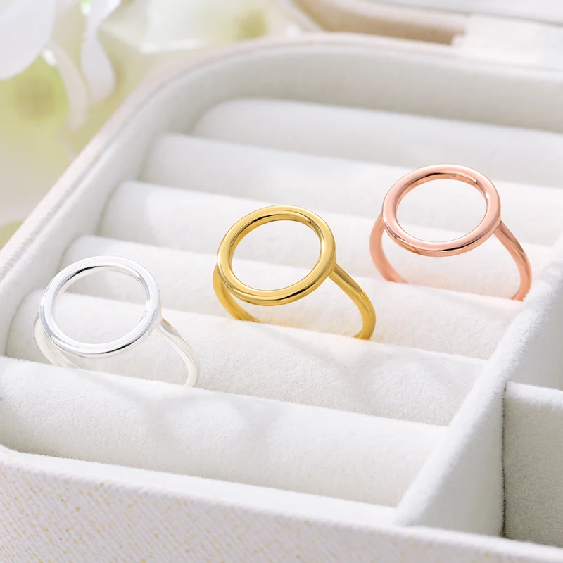 Minimalist Circle Rings Fashion Jewelry Adjustable Stainless Steel Simple Geometric Round Knuckle bague femme | Украшения и