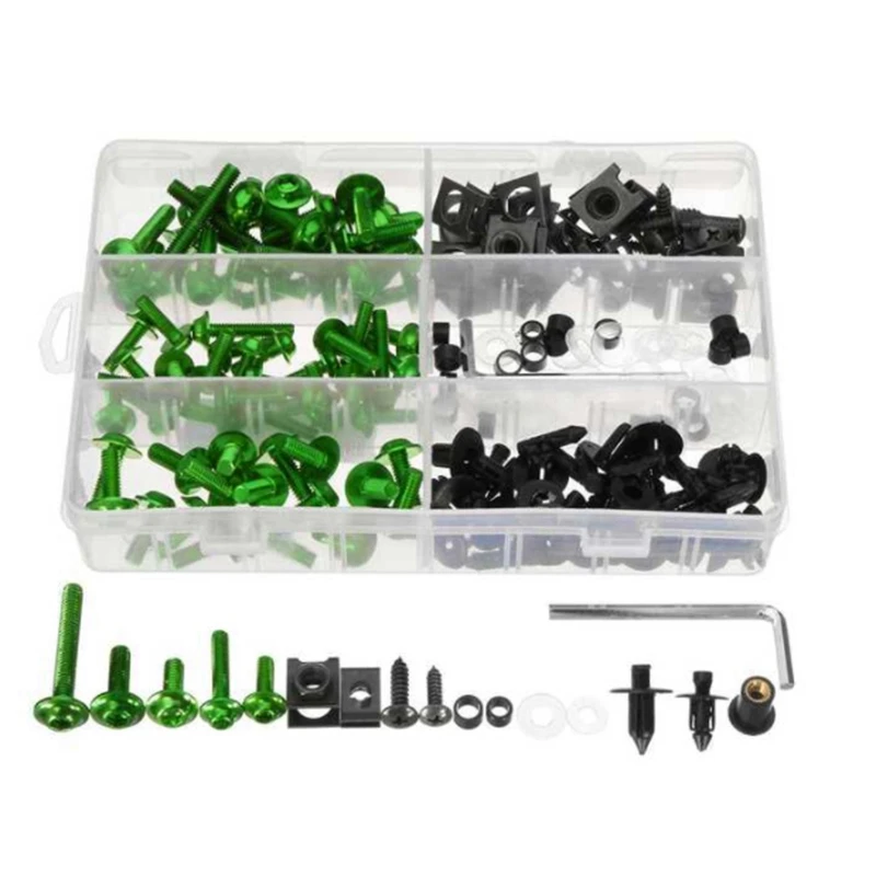

198Pcs Universal Motorcycle Fairing Bolt Screw Fastener Fixation for Honda Yamaha Kawasaki Suzuki Mounting Kits