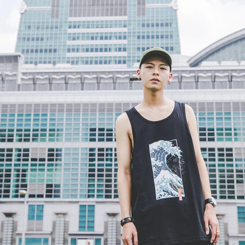 

Comic print plus size men's and women's hip-hop cotton vest O-neck summer Japanese men's and women's casual vest 5XL fashion loo