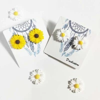 korean style daisy stud earrings statement 2020 trendy teen girls white ear flower piercing accessories for women jewelry pair