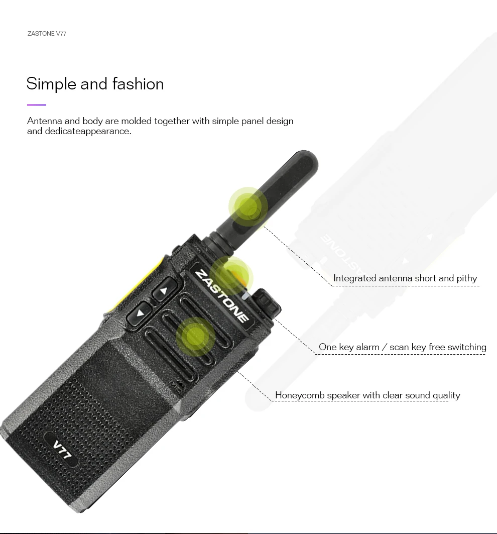 Zastone V77 Мини Портативная рация UHF 400-470MHz 1500mAh батарея HF трансивер коммуникатор портативный двухсторонний радиоприемник