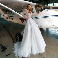 bridal gownbling bling long sleeves wedding dresses 2022 sweetheart buttons back a line vestido de noiva formal bridal gowns