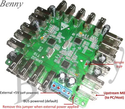 

USB2.0 концентратор контроллера линии передачи данных 1 перетаскивание 19 самостоятельное/автобусное питание двойной режим FE2.1 модуль