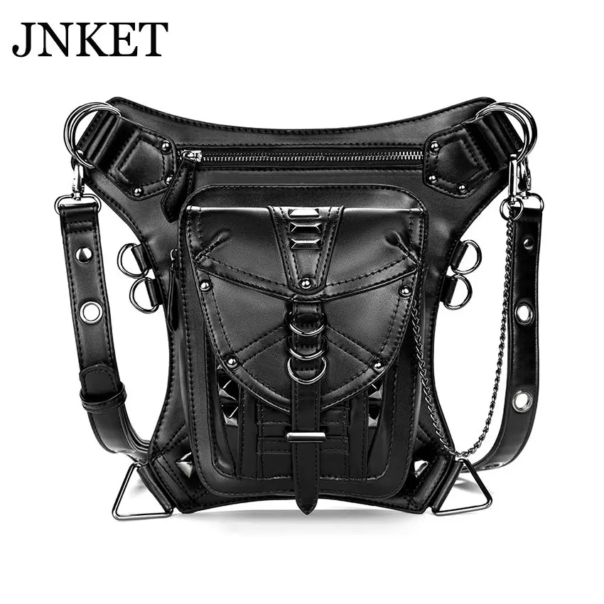 

JNKET Новая Женская поясная сумка с цепочкой в стиле стимпанк сумки на плечо из искусственной кожи сумки через плечо вместительная сумка-слин...