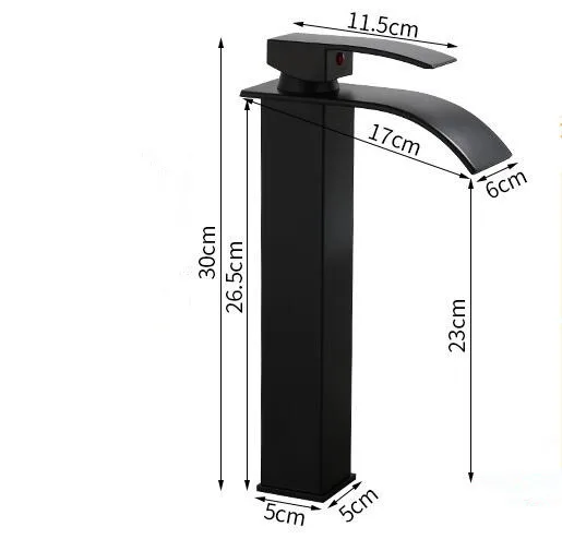 Basin Faucet Black Waterfall Mixer Tap Brass Bathroom Hot and Cold Sink faucet | Обустройство дома