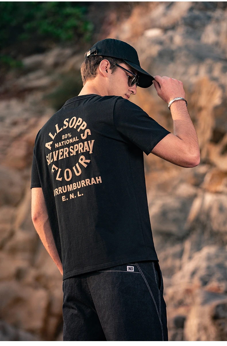 

YTX1927 Summer foam letter printing casual trend round neck cotton short-sleeved T-shirt men