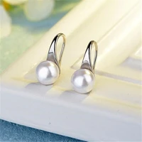 high quality s925 sterling silver pearl earrings for ladies simple hypoallergenic jewelry