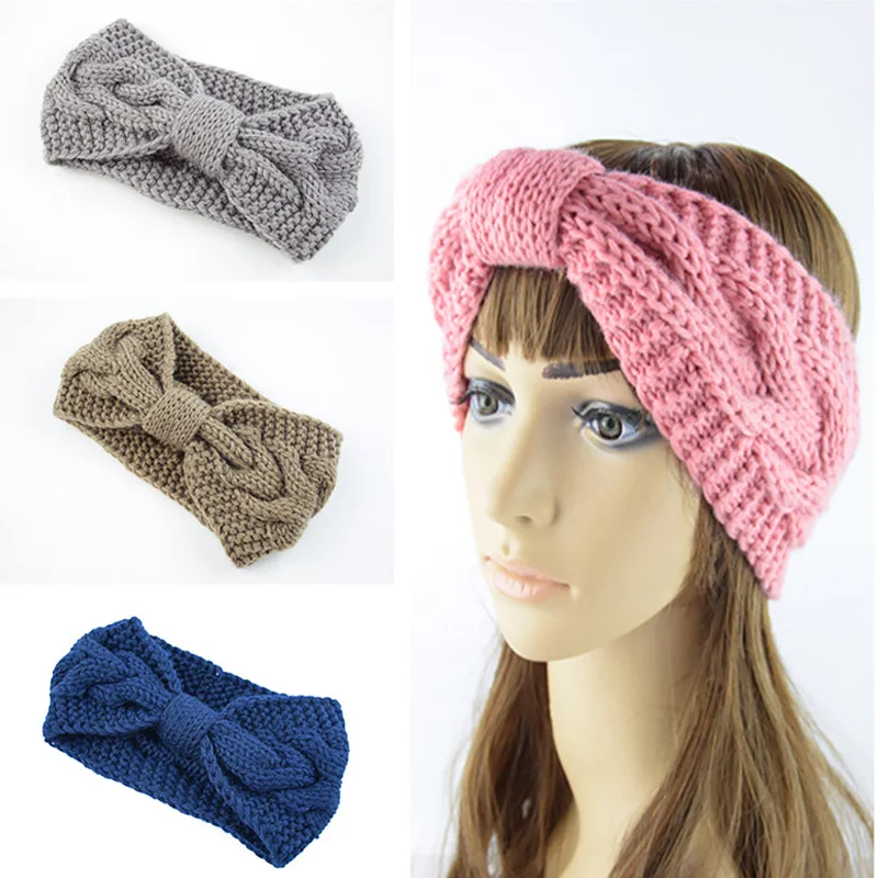 Новинка модная теплая повязка для волос с бантом Спортивная Повязка на голову