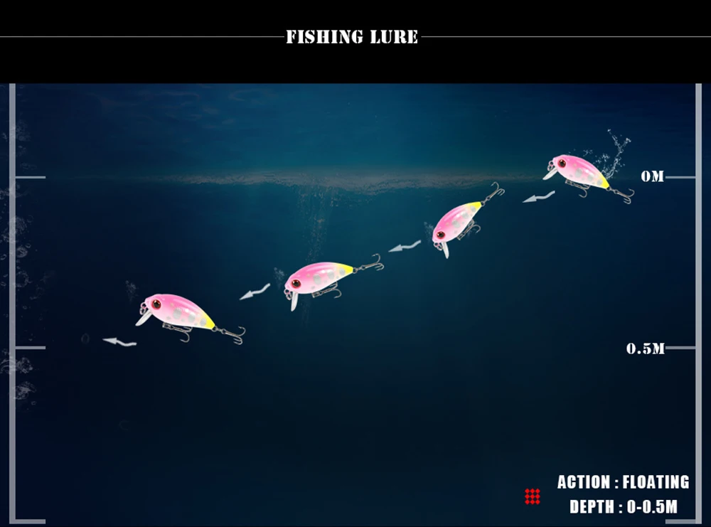 Mises 3.8cm 3.4g Ten Colors Mini Floating Bionic Crank Little Fatty Lure Artificial Bait Hard Bait Fishing Lure Wobbler