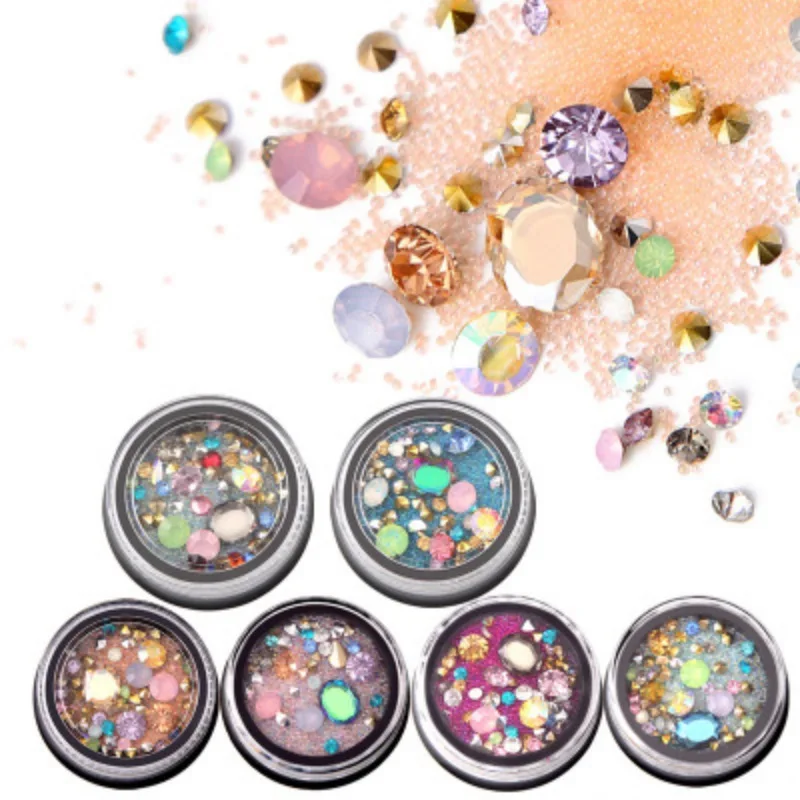 Набор инструментов для дизайна ногтей прозрачные Пришивные АВ Стразы точечные