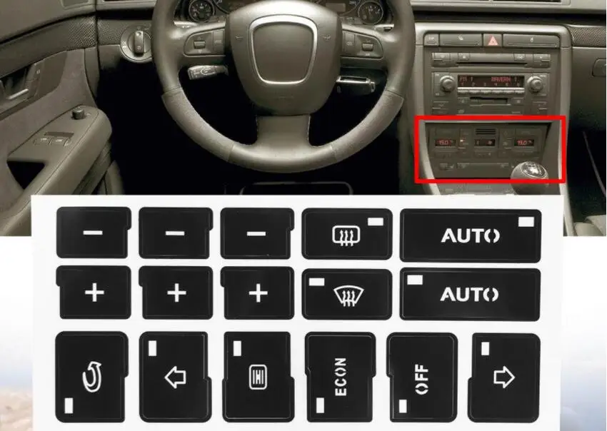Автомобильные наклейки для ремонта кнопок кондиционера Audi A4 B6 B7 2000 2001 2002 2003