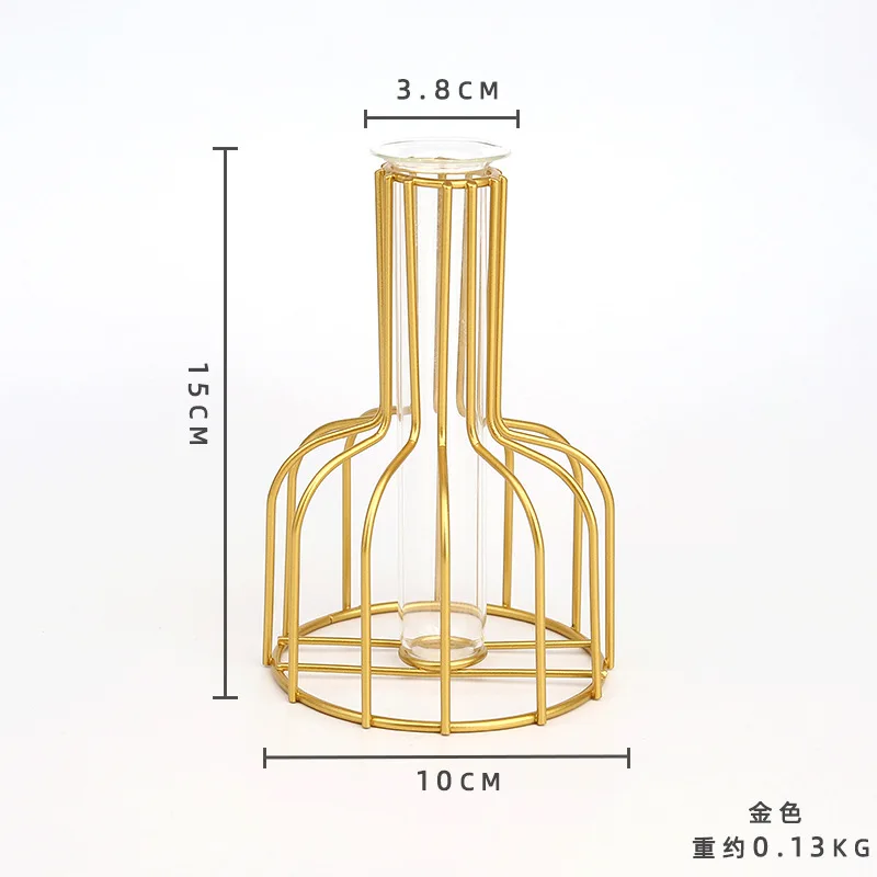 

Metal Small Plant Vase Modern Gold Glass Office Vintage Vase Bathroom Living Room Dekoracje Do Pokoju Home Decoration DL60HP