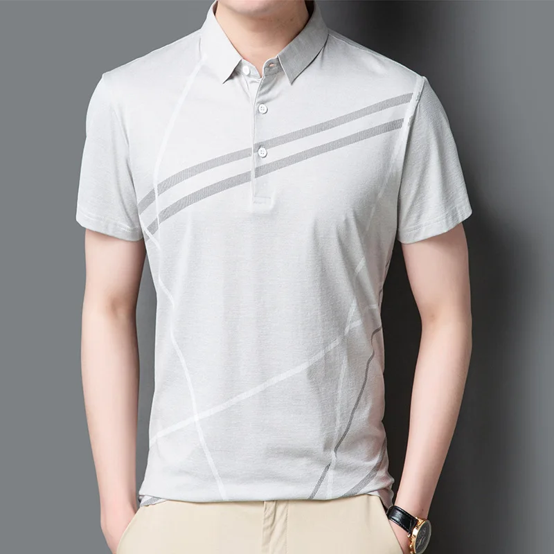 

2020 short sleeve cotton polo shirt young and middle-aged fashion trend slim thin top men's half sleeve color matching T-shirt