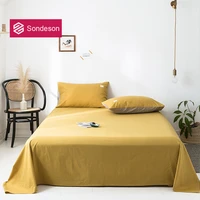 sondeson beauty 100 cotton yellow solid flat sheet single twin double queen king healthy skin bed sheet set pillowcase