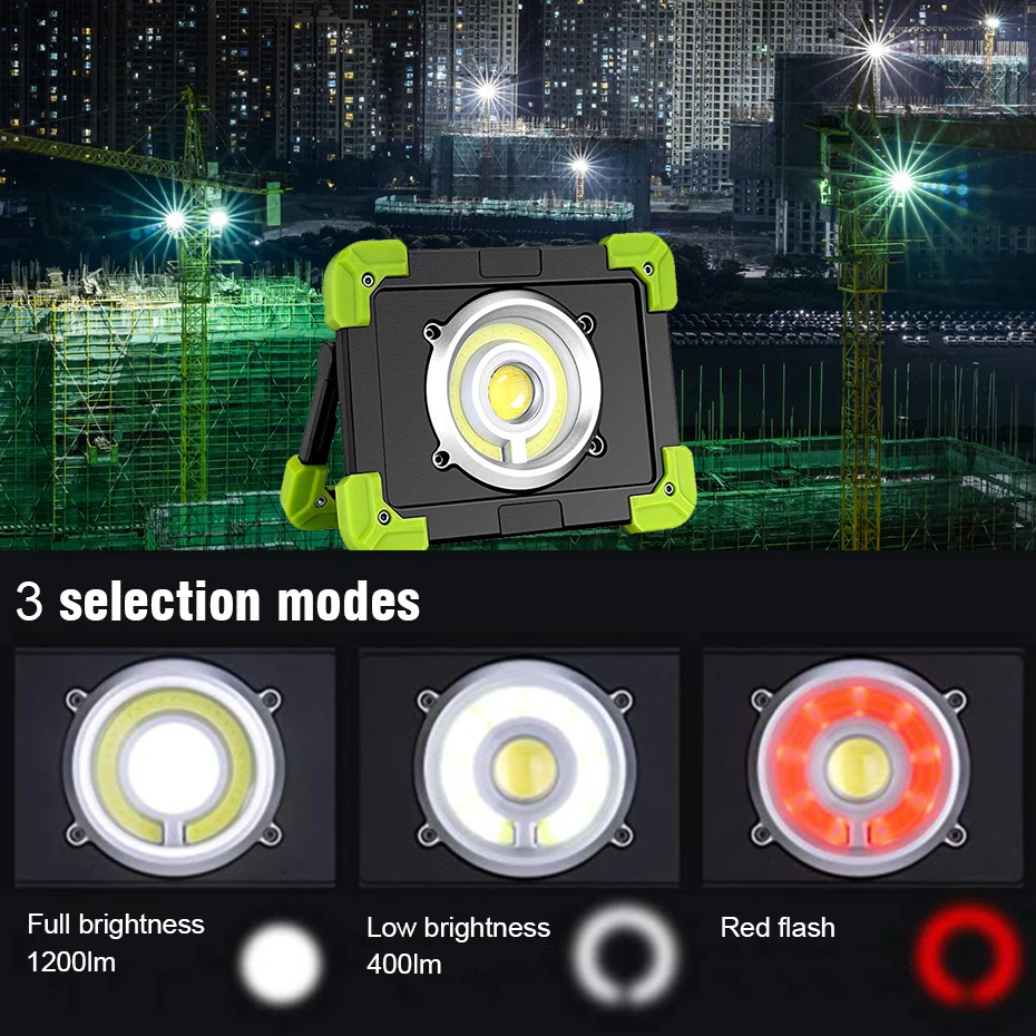 구매 USB 충전 휴대용 LED 작업 조명 방수 USB 충전식 LED 손전등 20W COB Led 홍수 빛 스포트 라이트 야외