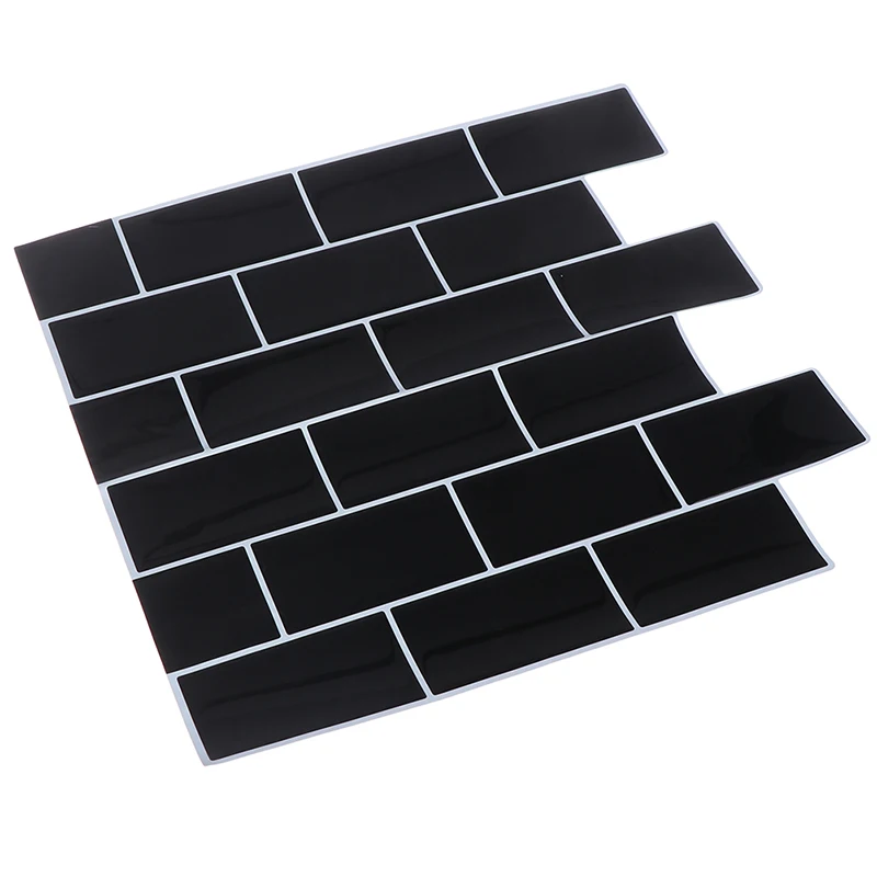 Самоклеющиеся пилинг и палка черная плитка Метро Backsplash 3D Мозаика Наклейка на
