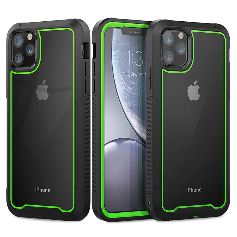 Green Прочный противоударный Прозрачный чехол для телефона для iPhone 11 Pro Max 7 8 6S 6 Plus XS Max XR X амортизация бампер гибридный Чехол - Цвет: Green