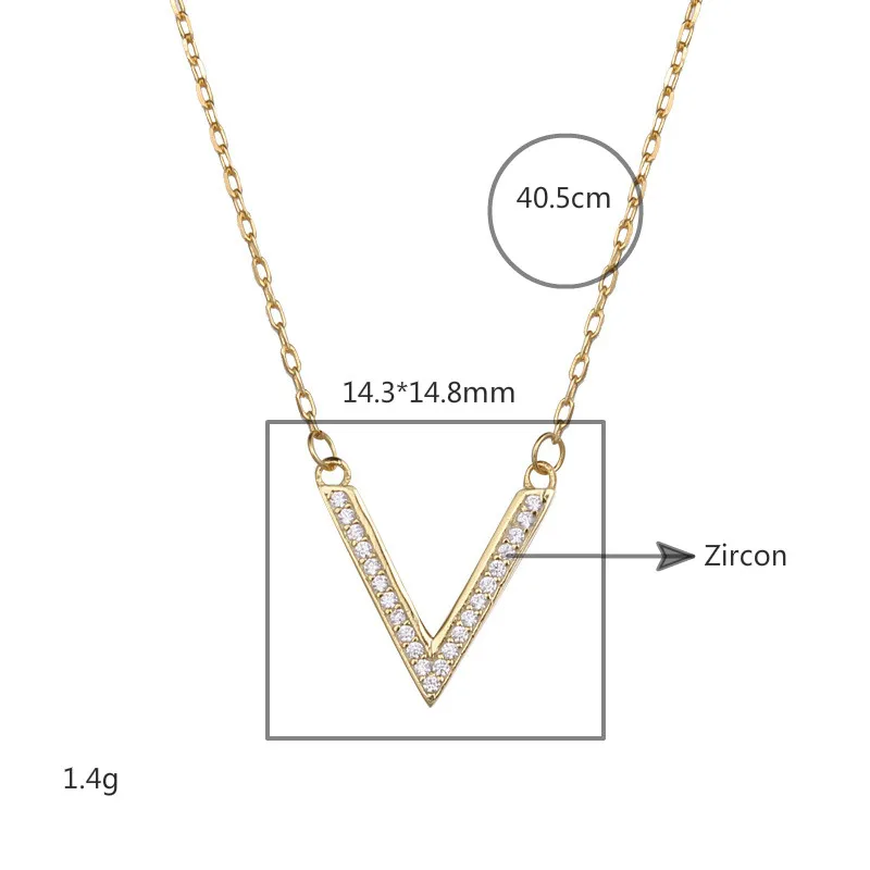 

Cubic Zirconia Luxury V Shape Real 925 Sterling Silver Necklace For Women Gold Chain Fine Jewelry Necklaces & Pendants Flyleaf