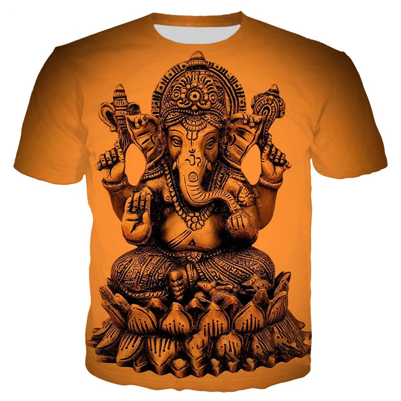 

2021 New Ganesha Fashion Casual T Shirt Hindu God of Wisdom 3D Printed Men Women Tops Harajuku Streetwear Oversized T-shirt