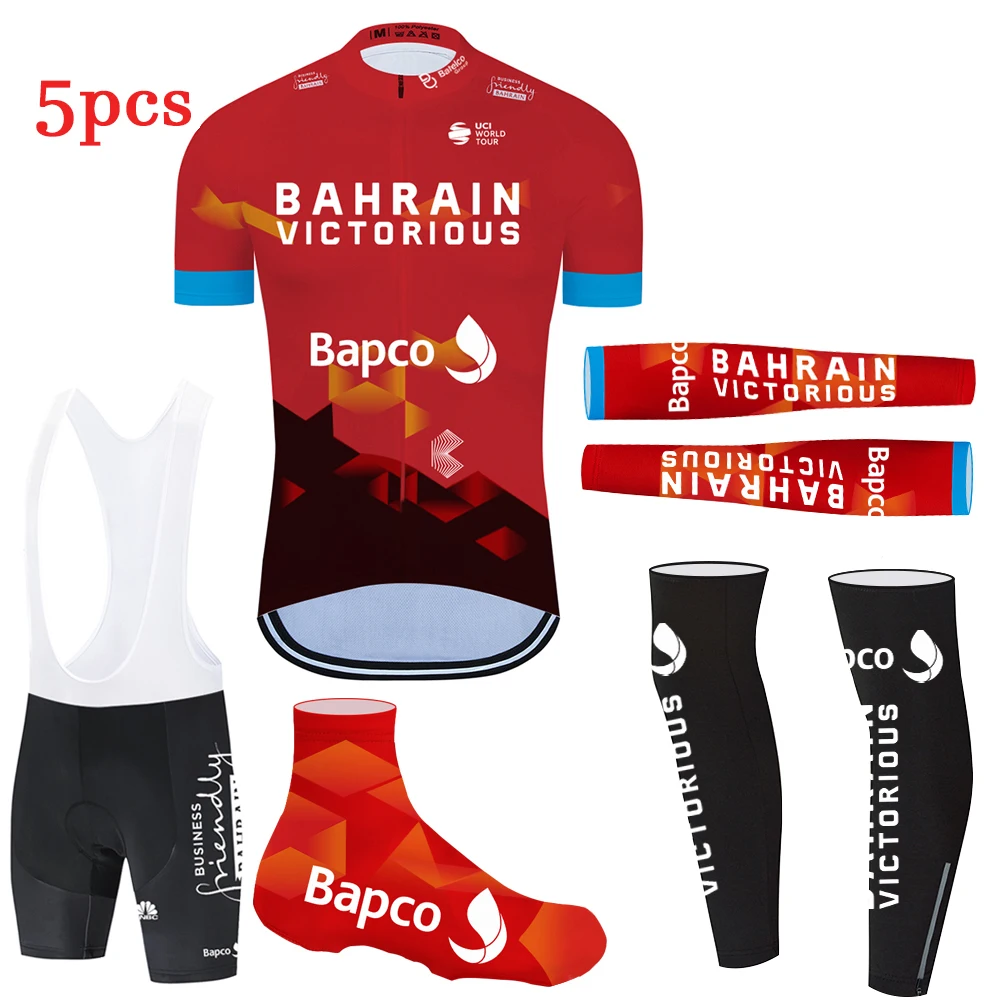 

Cycling Full Set 2021 BAHRAIN Bike Jersey Pants Men Ropa Ciclismo Breathable Cycling Jersey Bike Shorts Sleeve Warmers