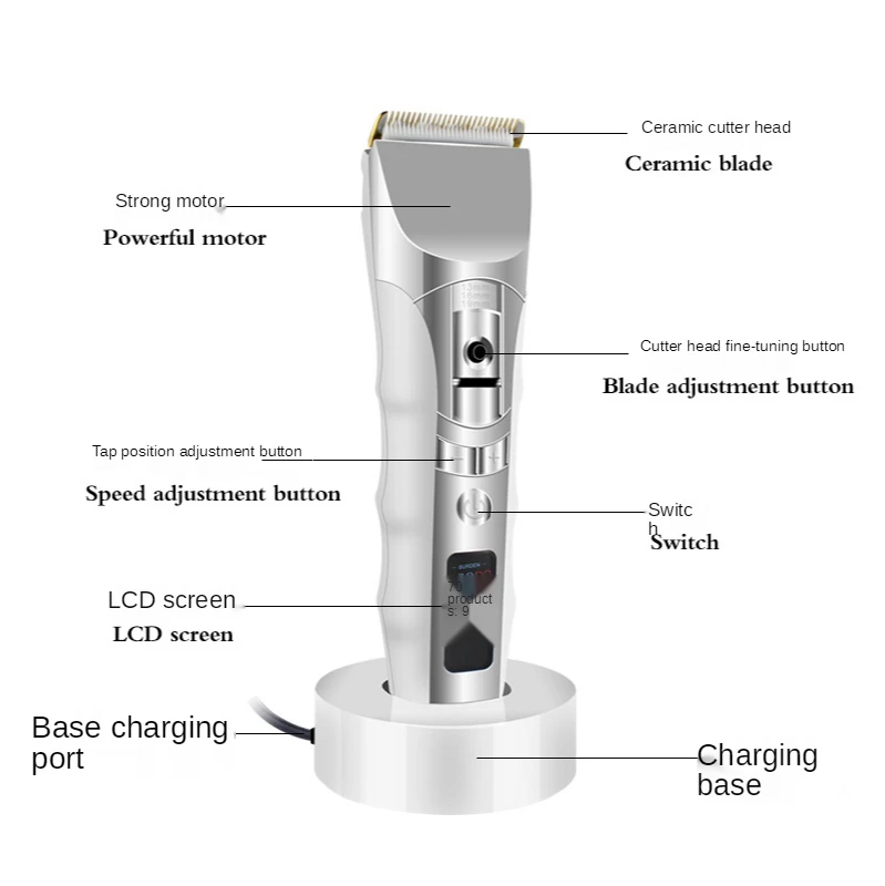 

2021 USB Professional Digital Hair Trimmer Rechargeable Electric Hair Clipper Men's Cordless Haircut Adjustable Ceramic Blade