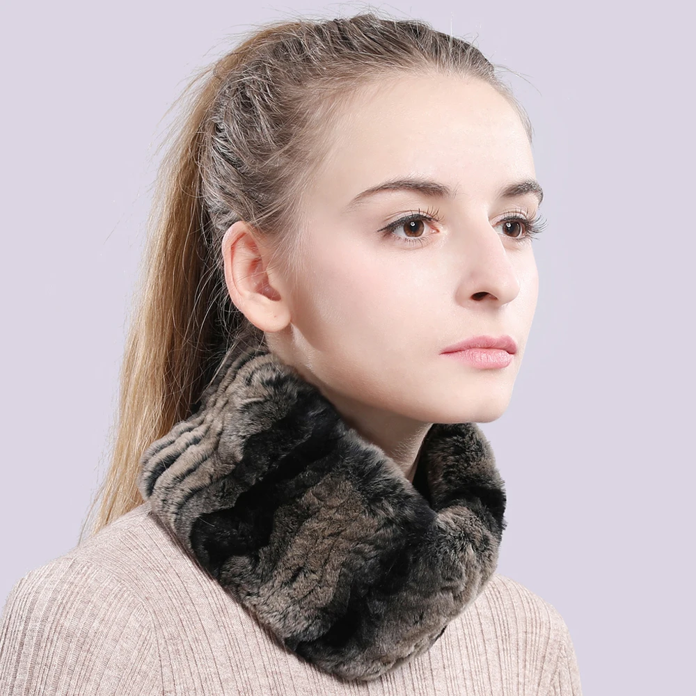 Brand Quality Good Elastic Women Real Rex Rabbit Fur Headband Scarf Luxury Lovely Girls Natural Ring Scarves |