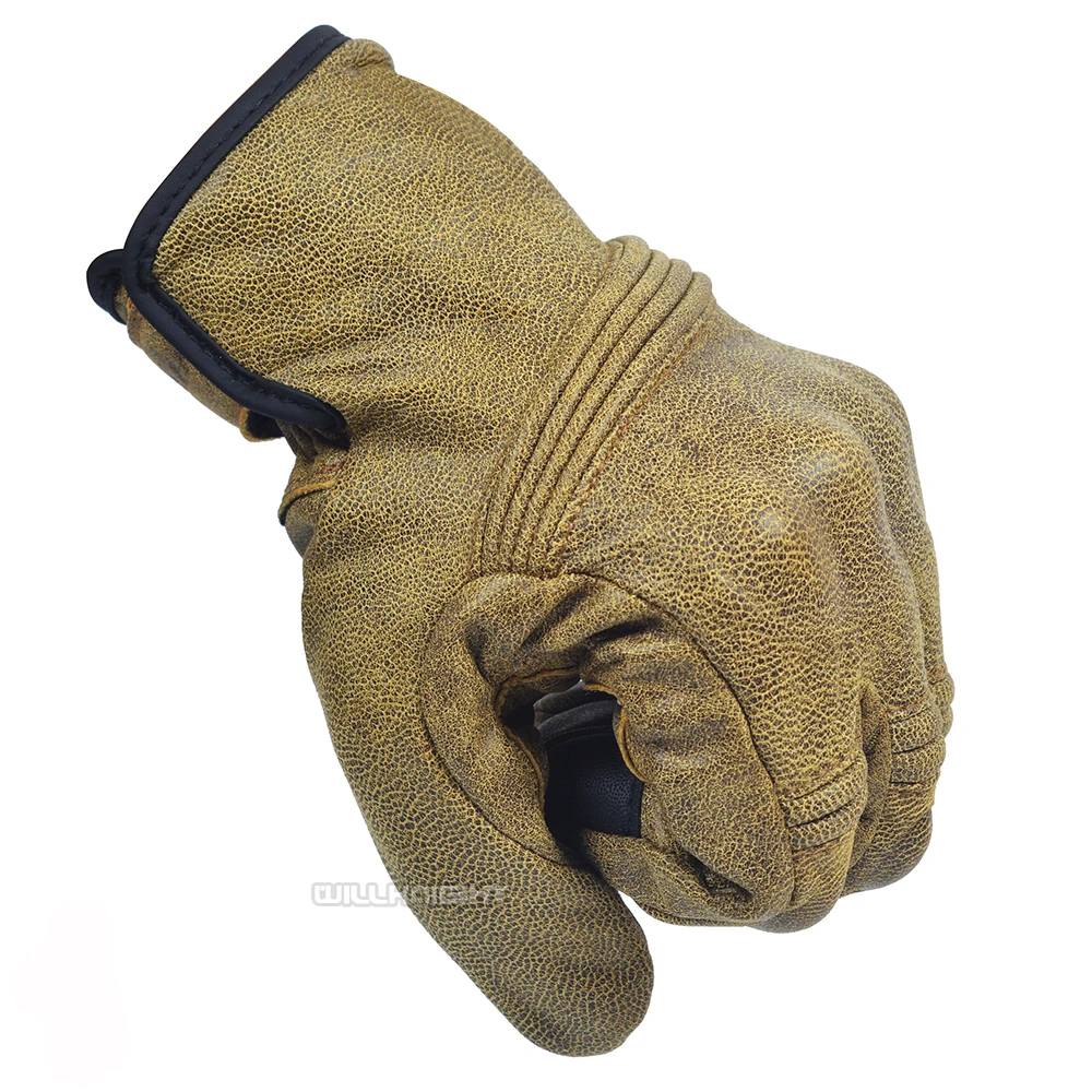 Гоночные перчатки из воловьей кожи в стиле ретро Классические мотоциклетные для