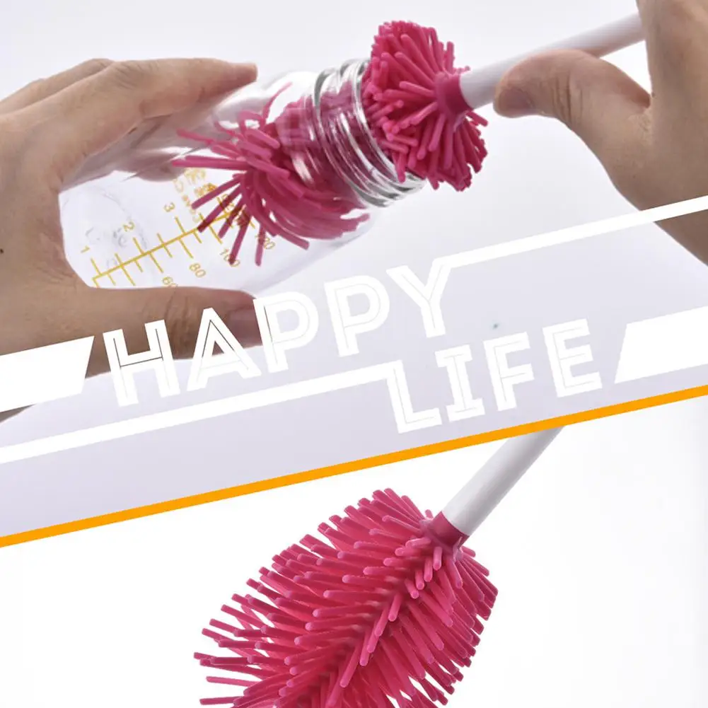 Щетка для детской бутылочки Пищевая силиконовая щетина PP длинная ручка Чистящая