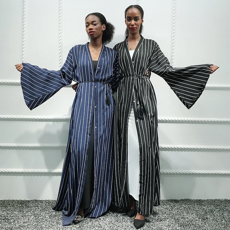 Женское кимоно Siskakia в полоску с большими расклешенными рукавами|Африканская