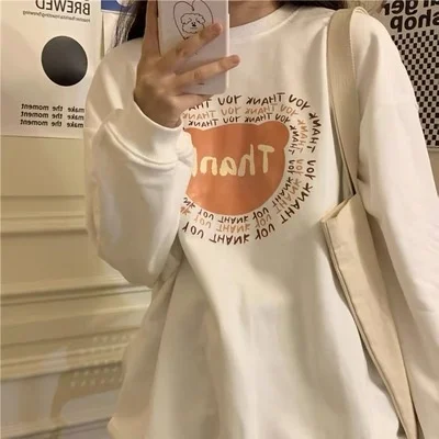 

Женский свитер с круглым вырезом в Корейском стиле, Свободный Тонкий Топ с длинным рукавом