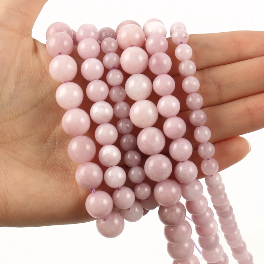 

Natural Stone Beads Pink Kunzite Round Loose Mineral Beads for Jewelry Making DIY Bracelet Accessories 15inch'' 6/8/10mm