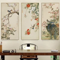chinese style flowers and bird painting bird singing on plum blossom artistic beauty picture canvas posters for home decoration
