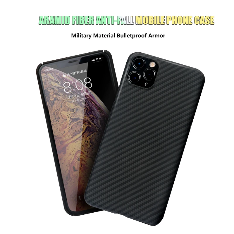 

Full Coverage Real Pure Carbon Fiber Phone Case For Iphone11Pro Max Ultra-Thin Anti-Fall Hard Business Cover Aramid Fibre Shell