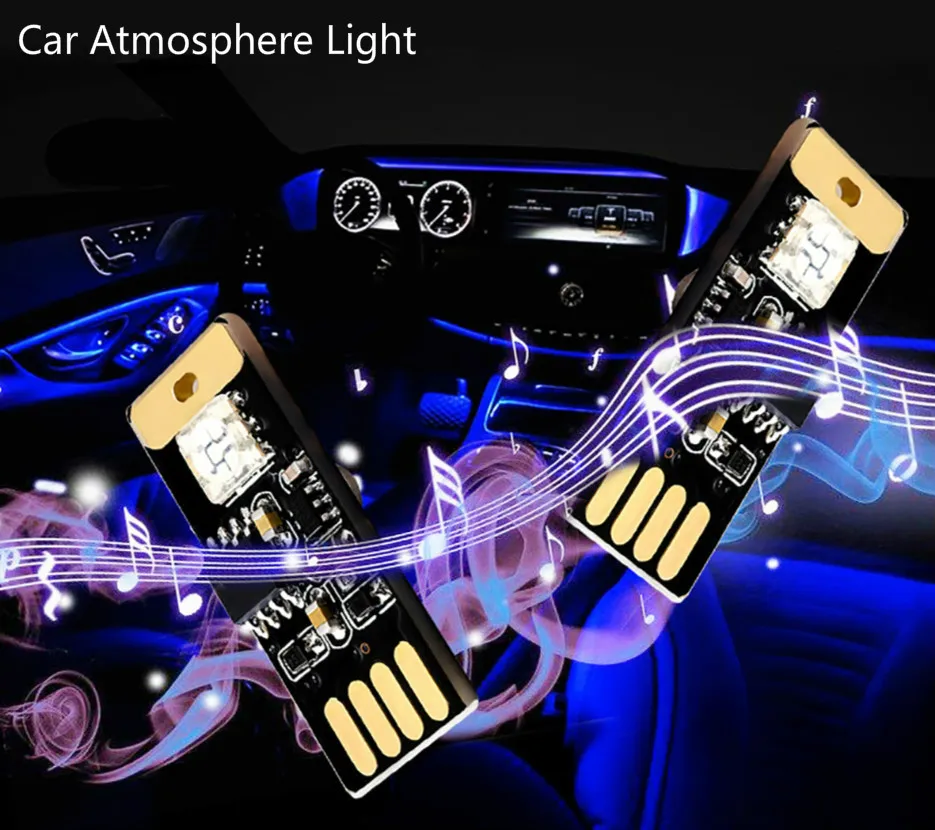 CARCTR автомобильная светодиодная атмосферная светильник USB голос Управление RGB