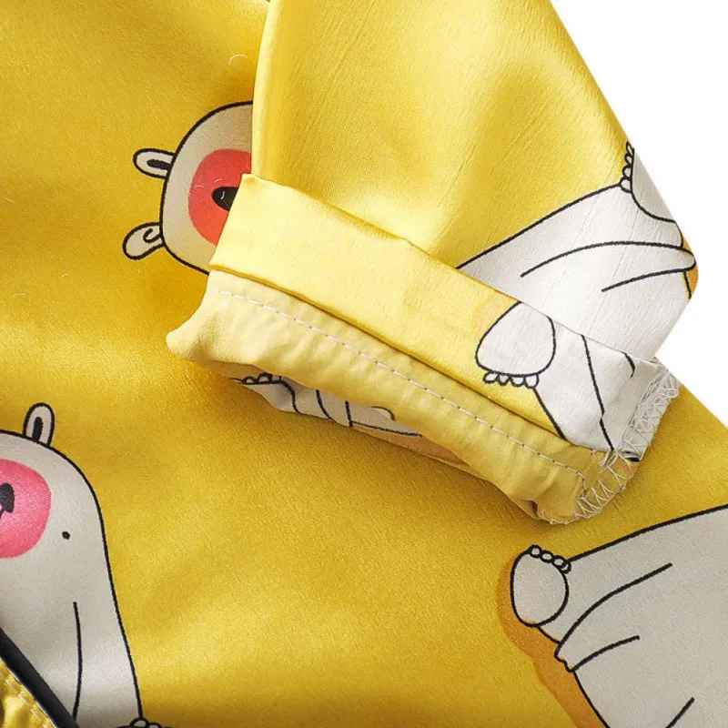 

Childrens Kids Pyjamas Silk Satin Tops Pant Spring Autumn Long Sleeve Sleepwear Nightwear Girl Boy Pajama Sets