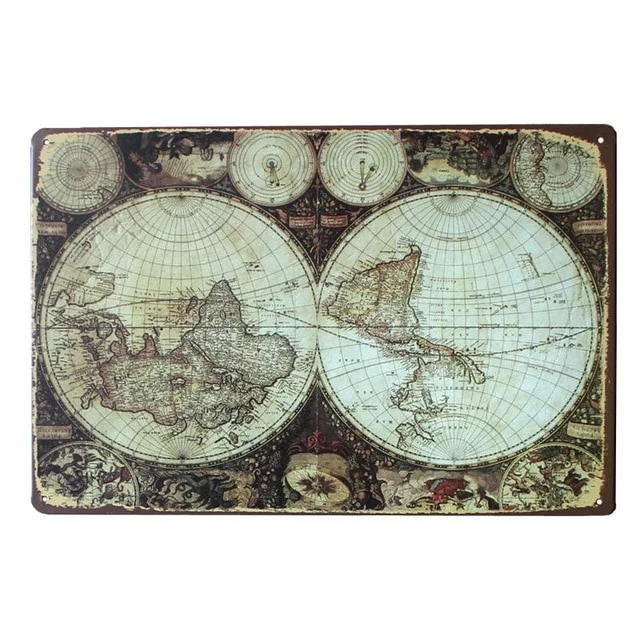 

World Map Vintage Metal Signs Decorative Tin Plates Wall Art Craft Handcrafted Bar Tavern Home Decor 20X30cm Wholesale A880