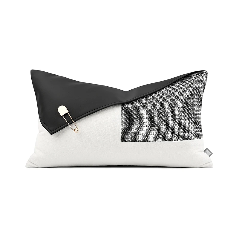 Light Luxury Cushion Cover Black White Grey Patchwork Waist Pillow Cover Hom Decorative Sofa Seat Living Room Bedroom Pillow