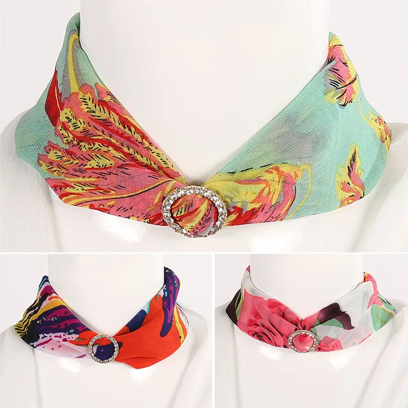 Шарф из сплава в разных стилях Модное шифоновое ожерелье с подвеской и принтом