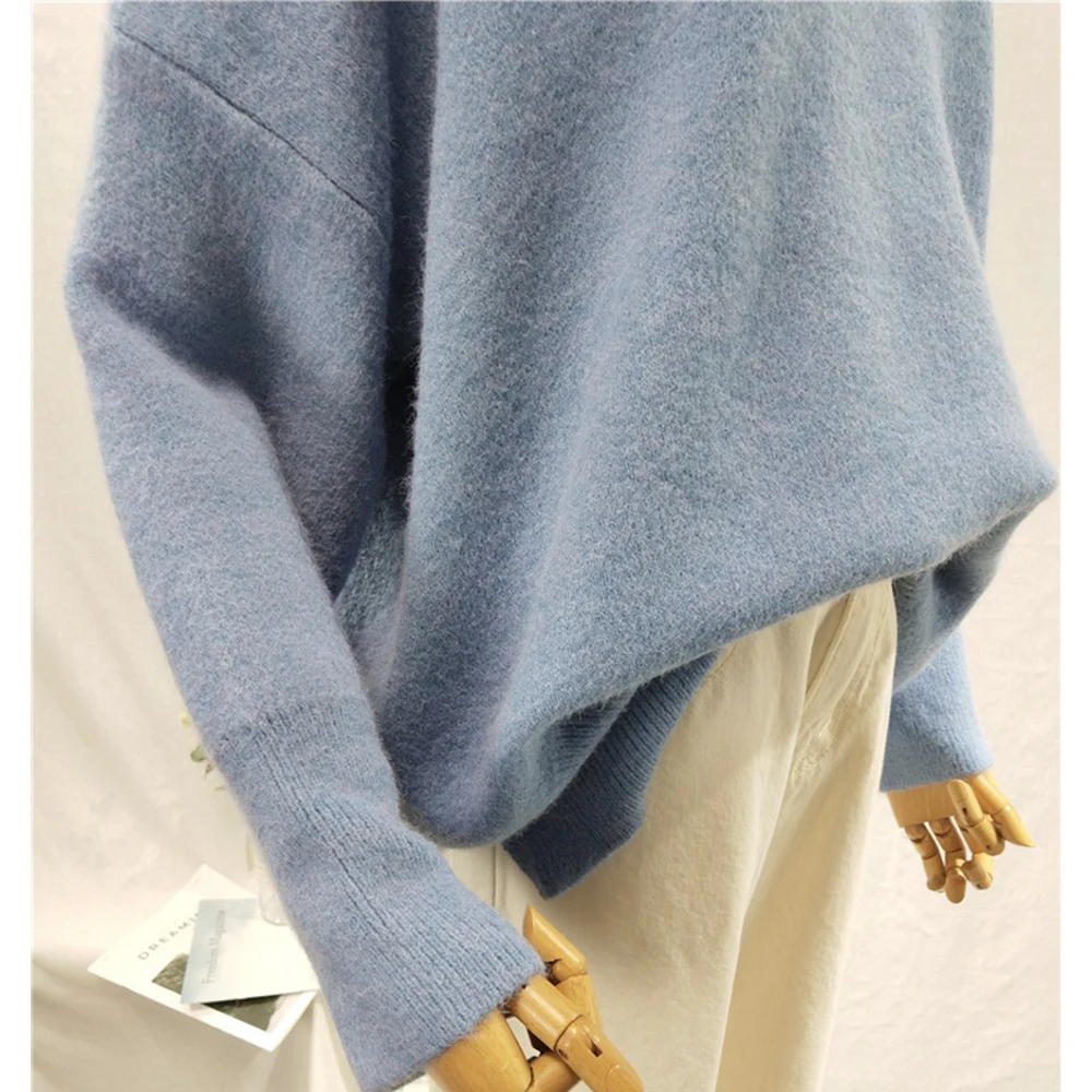 

Werynica Casual Loose Autumn Winter Korean O-neck Sweater Women Oversize Solid Knitted Sweaters Warm Long Sleeve new Pullover