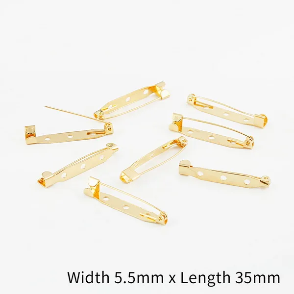 Gold 5.5x35mm 50 шт./Партия 15 20 25 30 35 мм золото/серебро/бронзовая брошь зажим базовые булавки безопасные булавки брошь настройки базы для украшений ручной работы Изготовление ювелирных изделий - Цвет: Gold 5.5x35mm