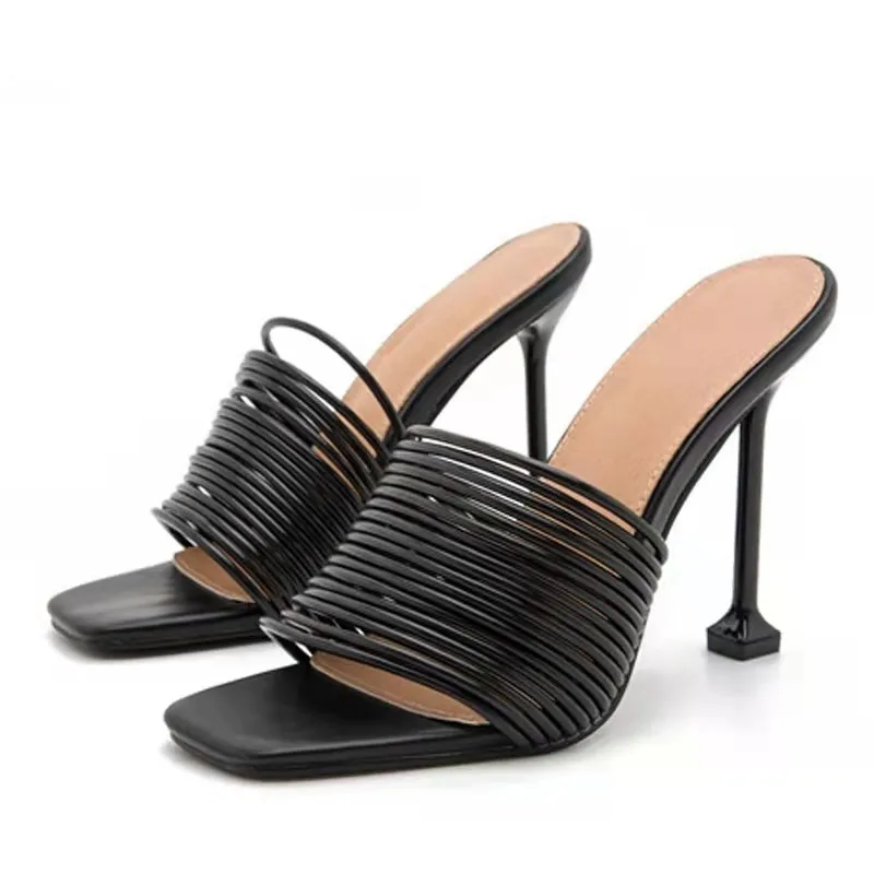 

Women Summer Ankle Strap Sandals Ladies Thin High Heels Party Dress Shoes Female Fashion Sexy Sandal Woman Square Toe Shoe 2021